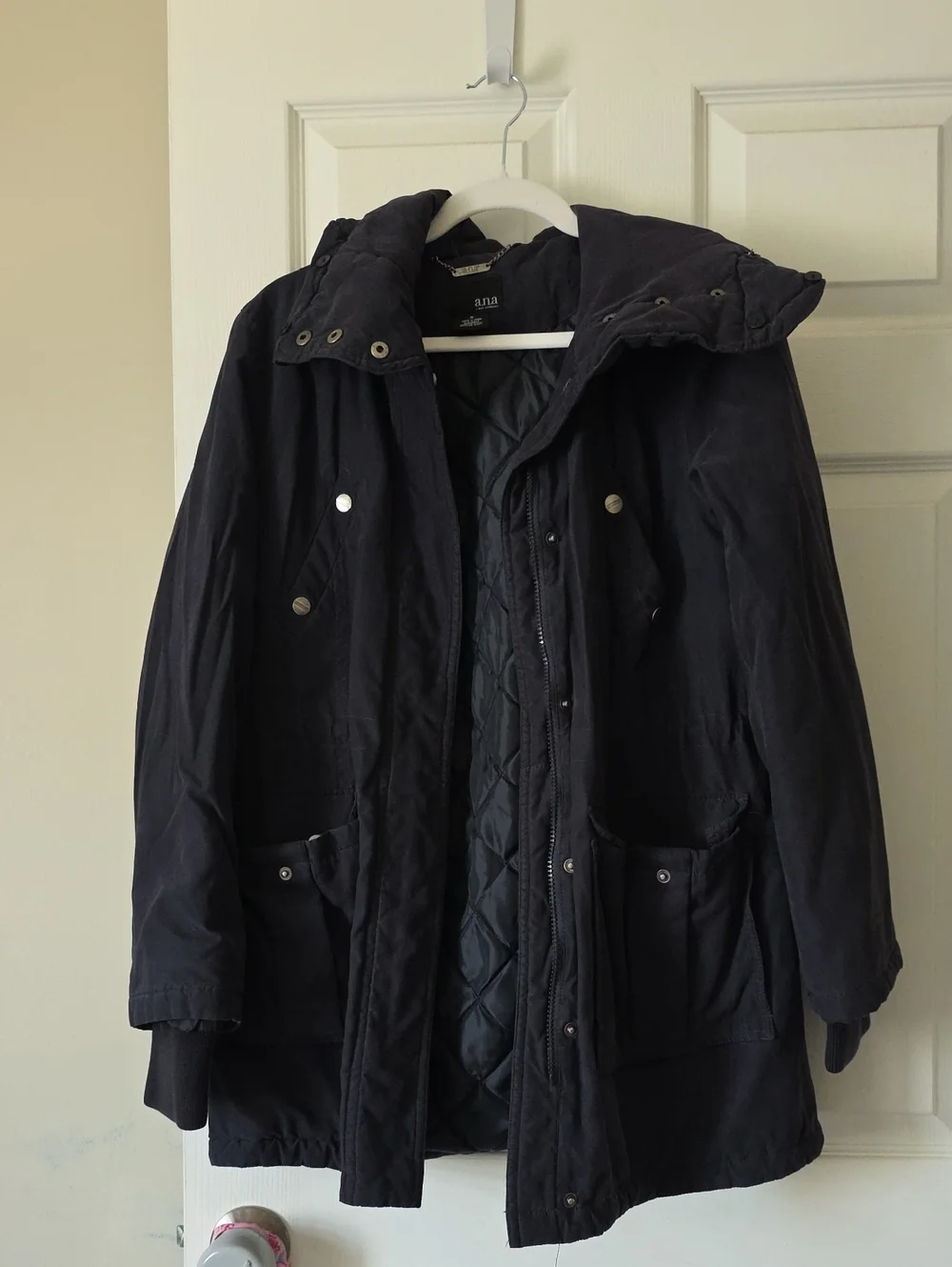 a.n.a Navy Quilted Hooded Men’s Field Coat
